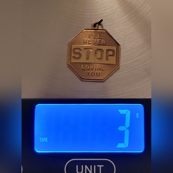 Vintage 14k Yellow Gold Crea "I'll Never Stop Loving You" Stop Sign Charm 3g - Picture 5 of 6